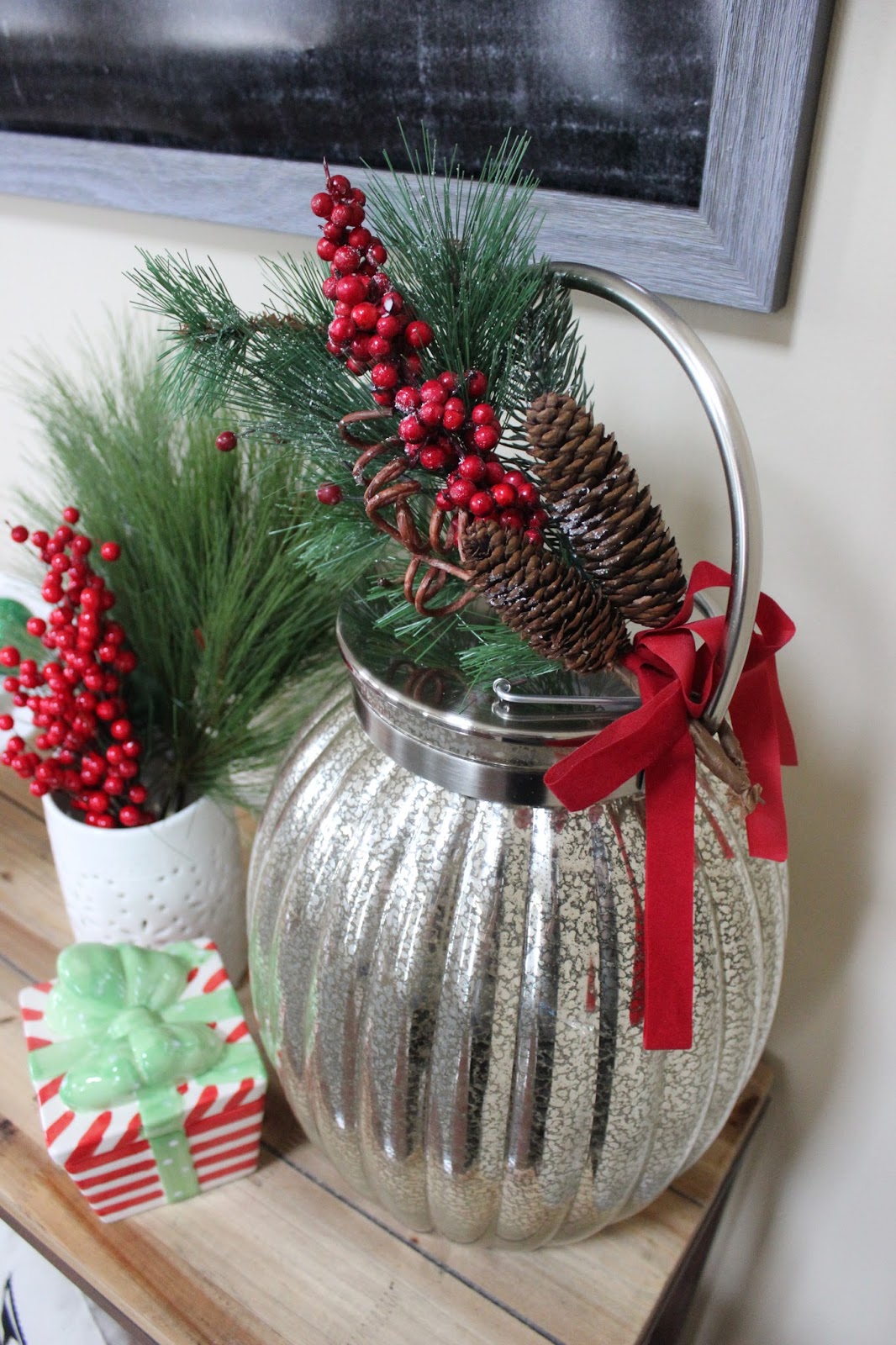 Christmas Mercury Glass Lantern