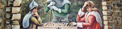 Caballeros de la Edad Media jugando ajedrez