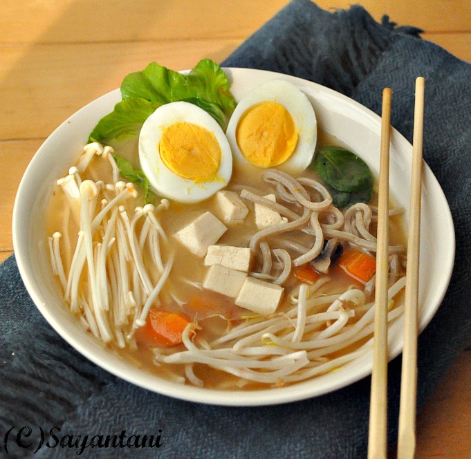 Miso soup with noodles and vegetables A Homemaker's Diary