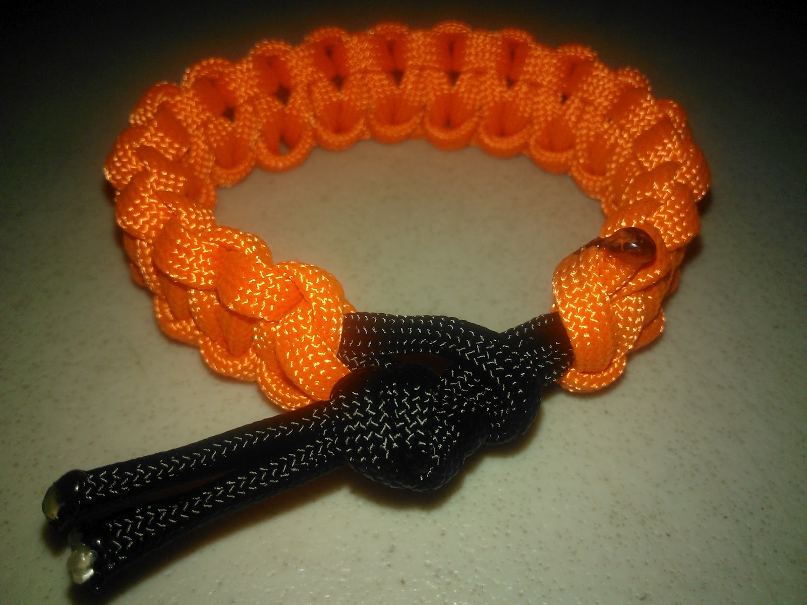 Para Bracelets Orange Paracord Bracelet with Black Knot