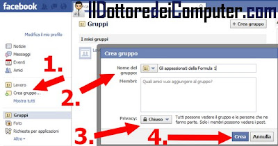 creare gruppo facebook