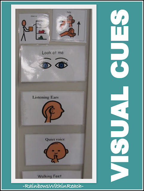photo of: Visual support 'pictograms' for expected behavior at school 