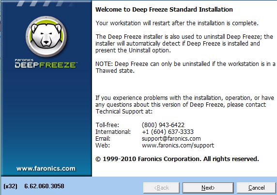 deep freeze serial number