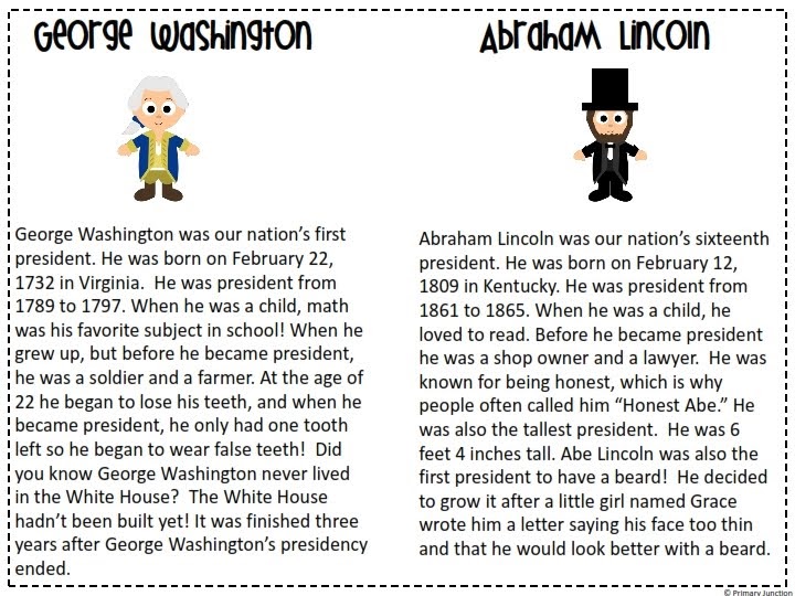 Classroom Freebies Washington & Abraham Lincoln Reader