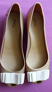 Melissa Ultra Gold shoes with ribbon Melissa Ultra Gold ribbon flats