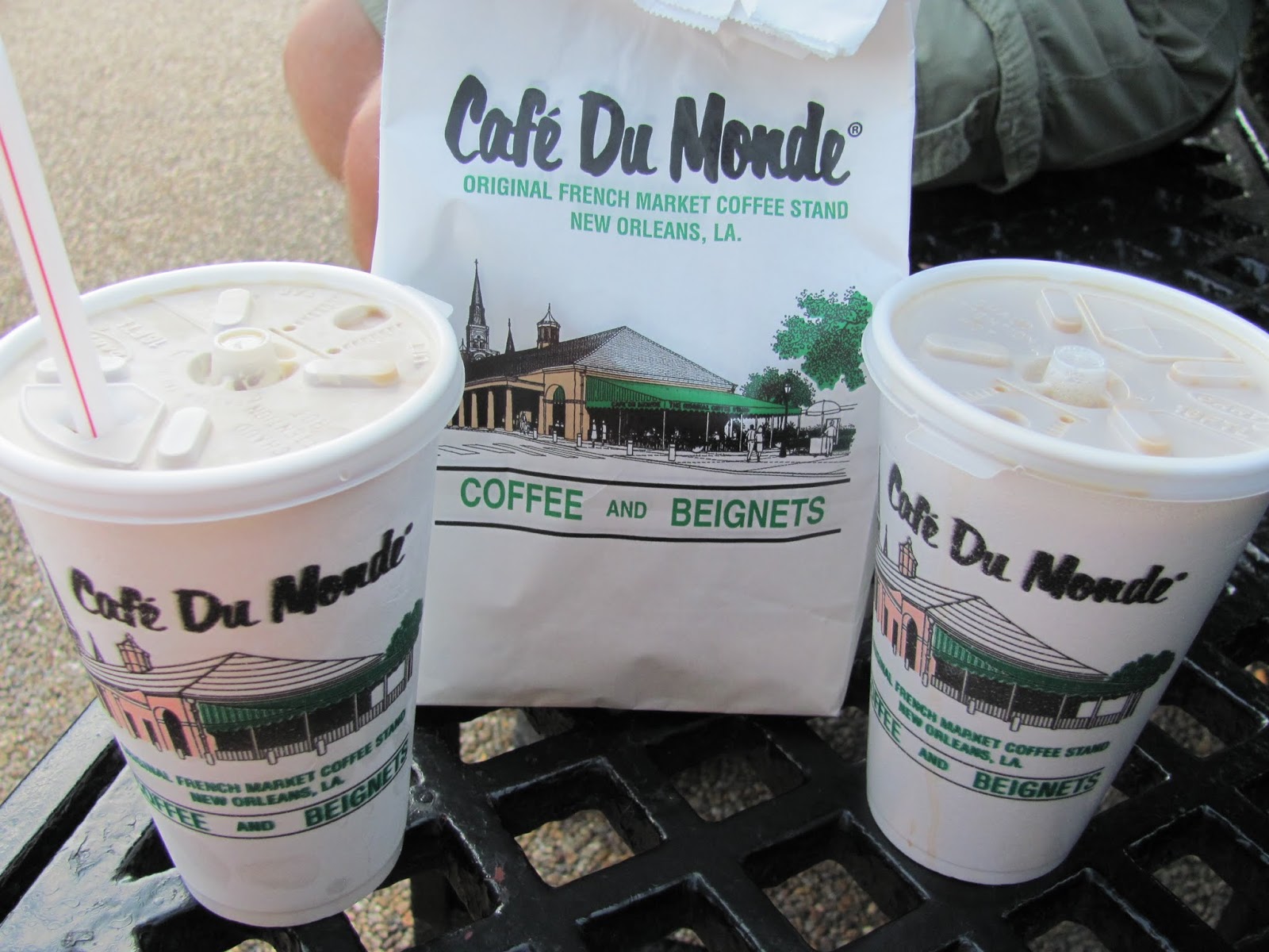 A New Orleans food pilgrimage: breakfast from Cafe du Monde Two coffees and a bag of doughnuts from Cafe Du Monde in New Orleans, LA
