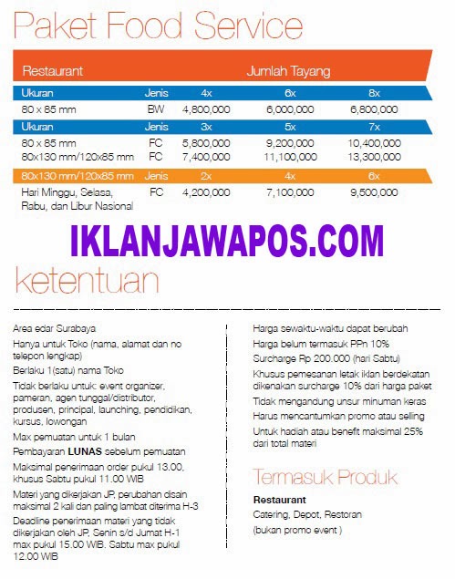 Jawa Pos Iklan Paket Food Service 2014