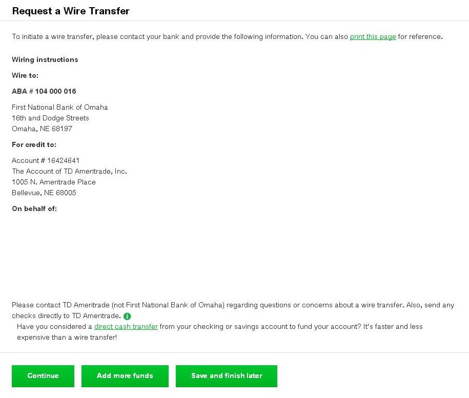 how to make a wire transfer td bank