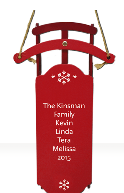 Hallmark Personalized Keepsake Ornament red, sleigh, with family names