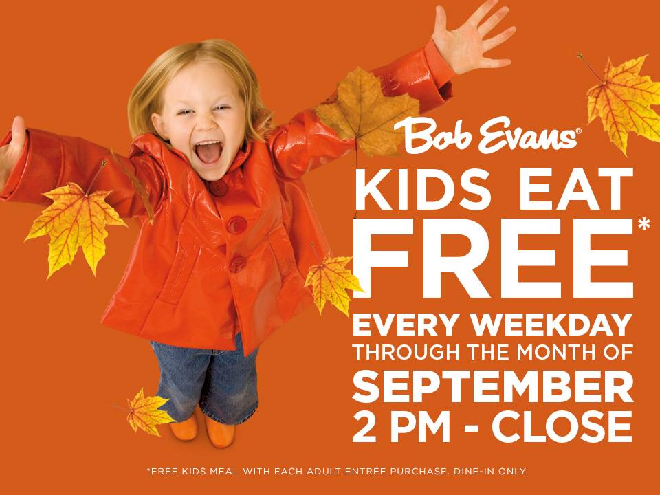 WNY Deals and ToDos Bob Evans Kids Eat FREE w/purchase of adult