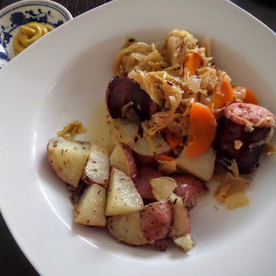 Slow Cooker Kielbasa and Cabbage:  A simple meal of polish sausage and cabbage cooked in a slow cooker.