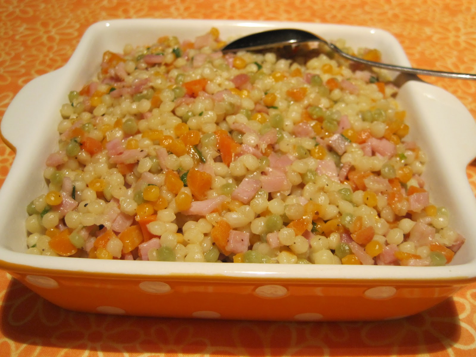 Skillet Tricolor Pearl Couscous and Ham Food for the Finicky