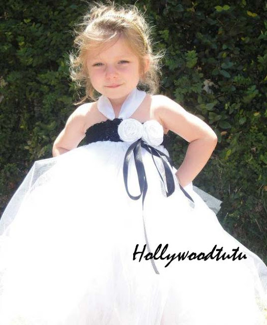 Hollywoodtutu dresses Black and white flower girl tutu dress