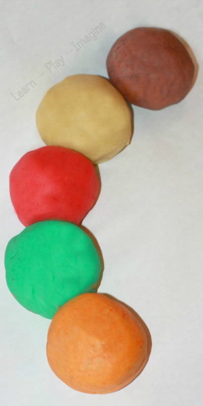 Simple, fail proof recipe for homemade playdough in yummy fall scents and colors.