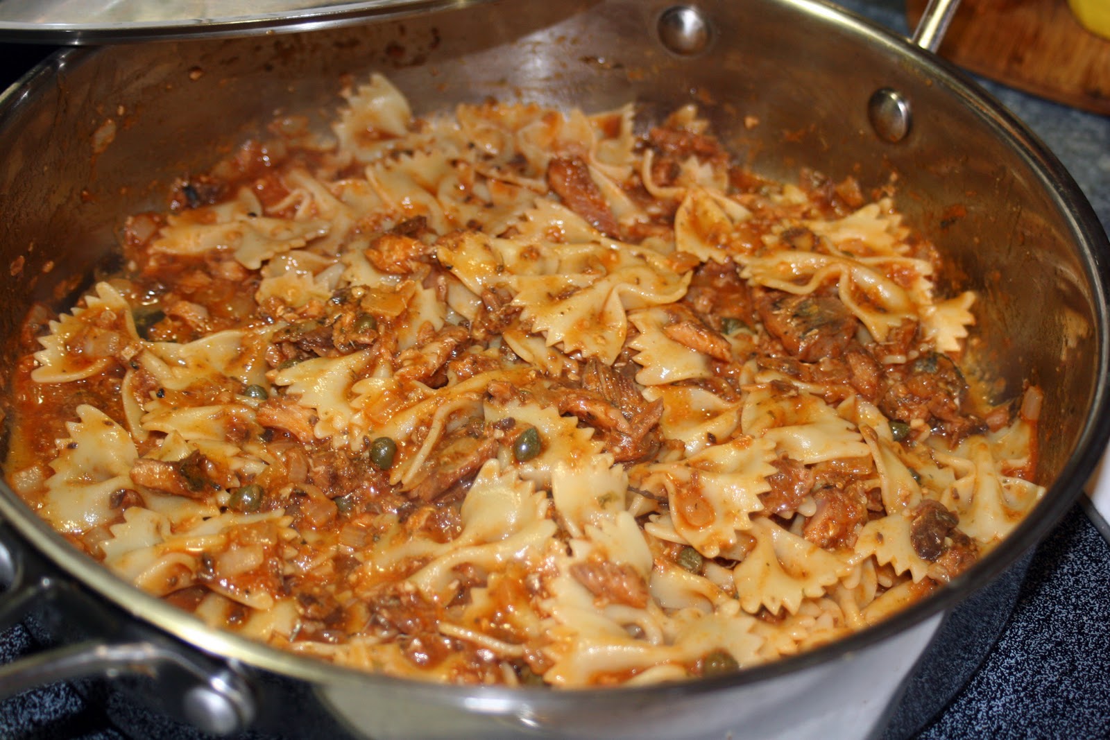 Farfalle Pasta with Sardines in Tomato Sauce