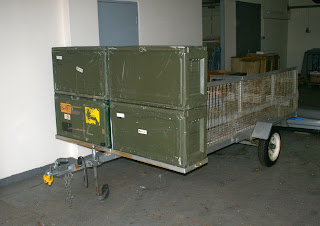 The Laycorn Boxes on their frame on the trailer The Laycorn Boxes on their frame on the trailer