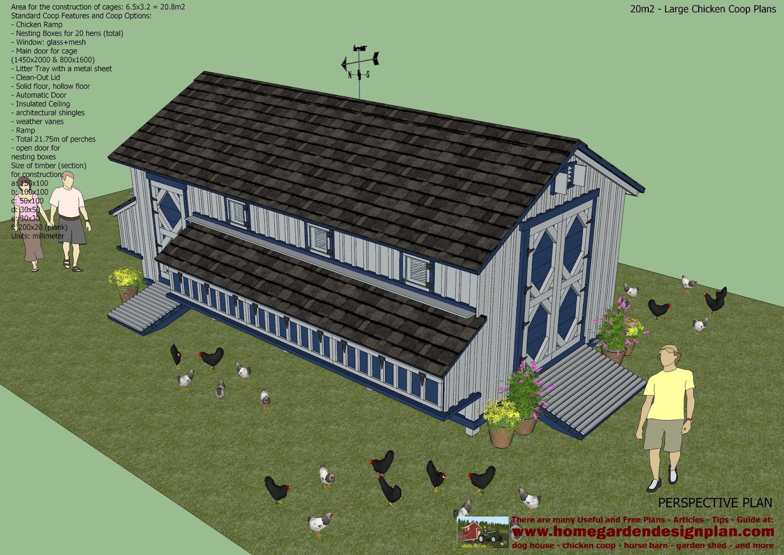 garden plans: L310 - Large chicken coop plans - Chicken coop design ...