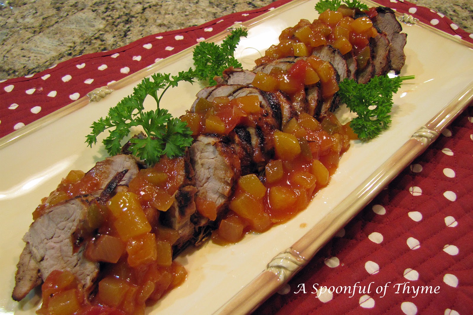 Mexican Pork Tenderloin with Smoky, Spicy Peach Salsa