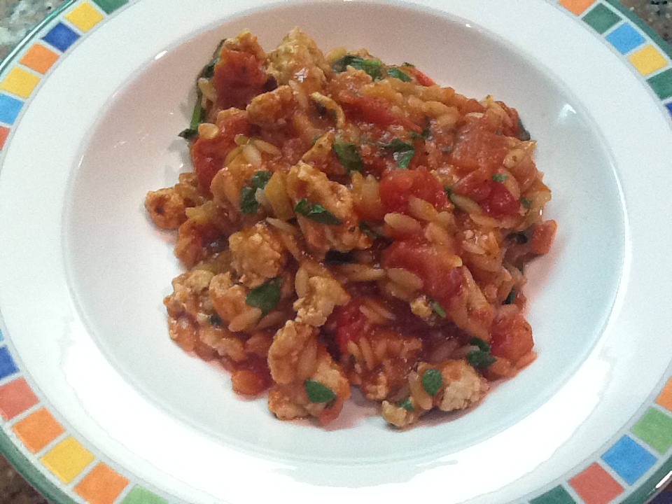 Mommy and Baby food Saucy Italian Orzo for the Whole Family