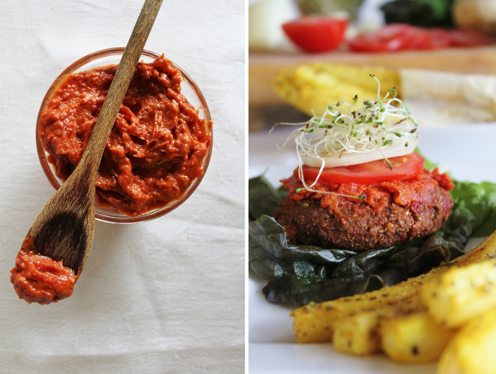 whataboutlifestyle raw yam burgers & daikon fries with ketchup