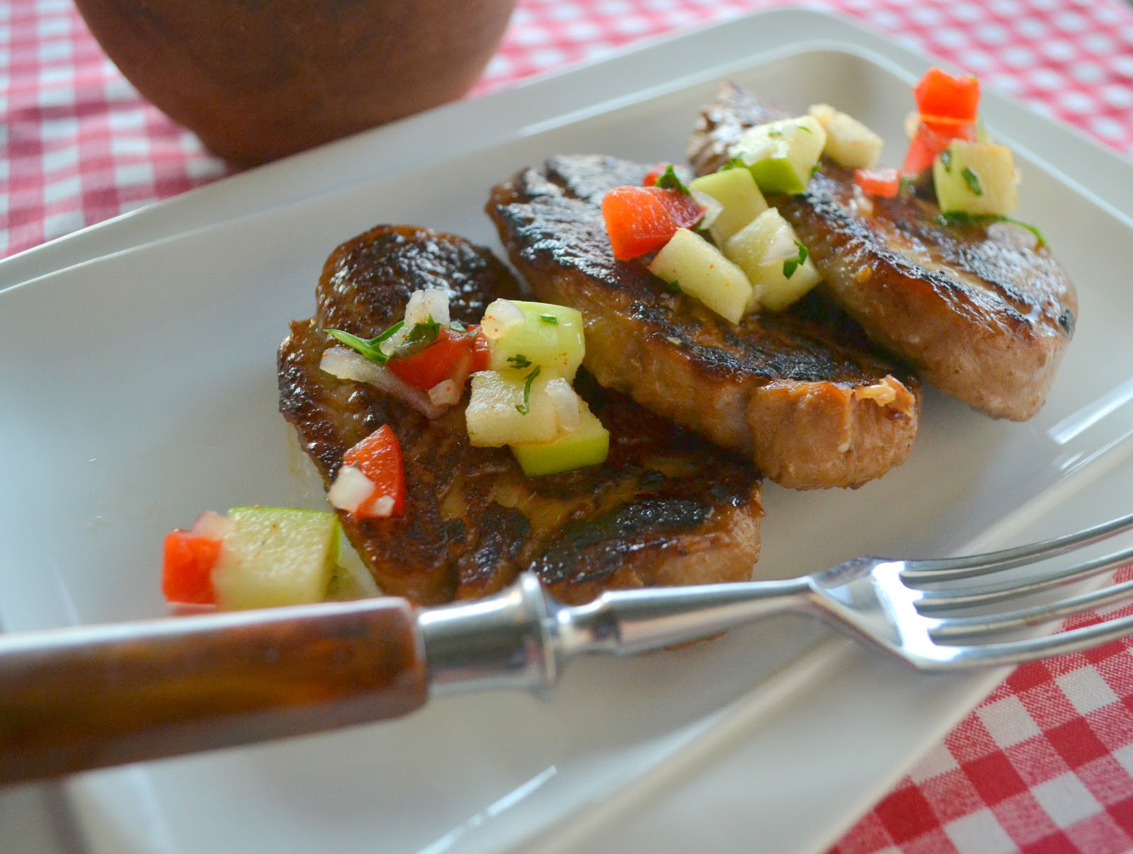Candy Girl Root Beer Molasses Glazed Pork Tenderloin with Apple Salsa