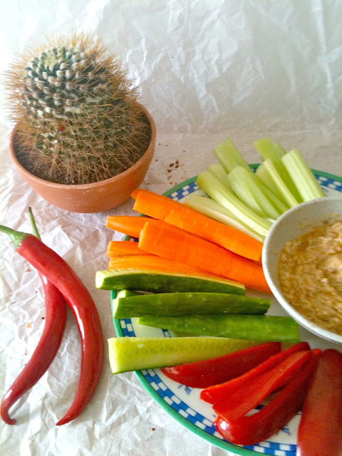 Passionately Raw! - Plate of Crudites with Spicy Santa Fe Dip