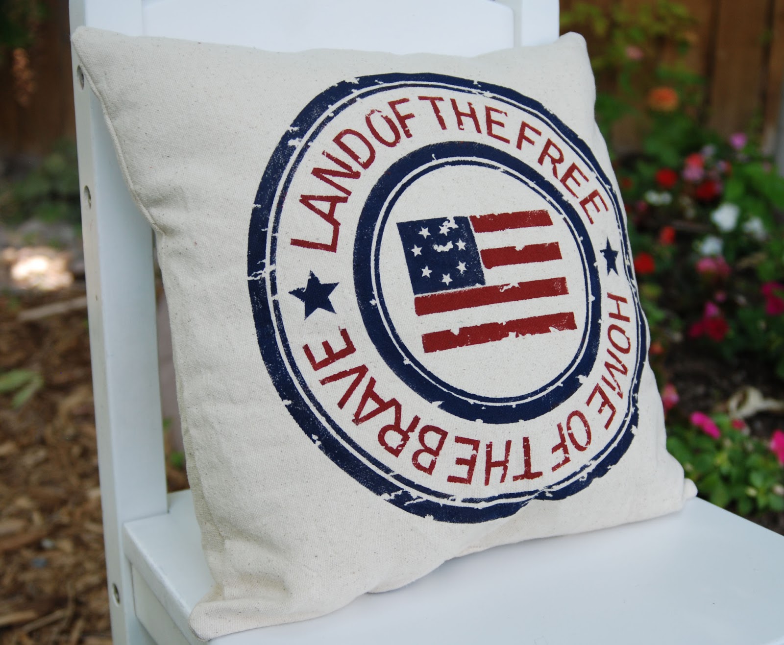 Stenciled Patriotic Pillow Burton Avenue