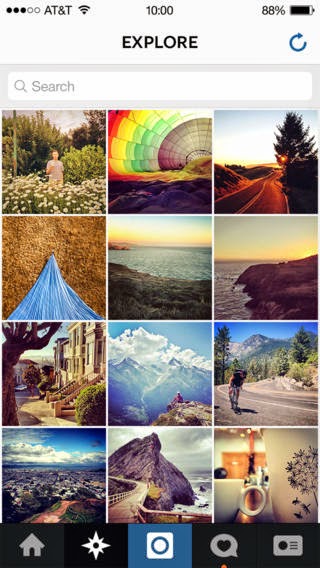 Capture d'écran application Instagram