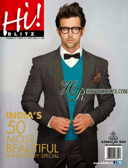 Hrithik on the cover of Hi Blitz's anniversary special. India's 50 most beautiful