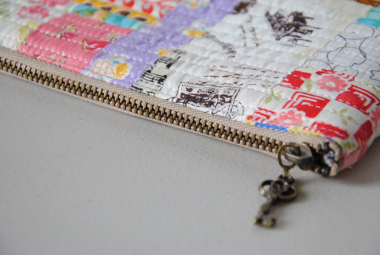 1/4" mark Patchwork Style Zippered Pouch