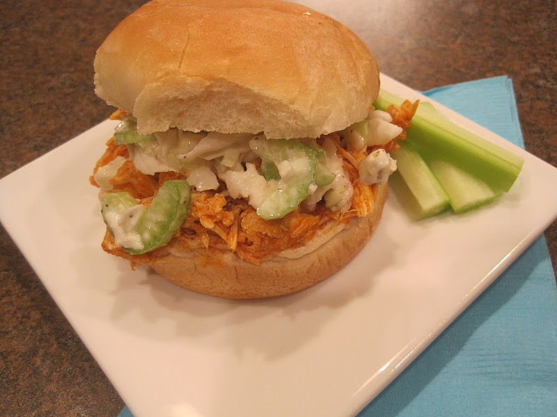 Mrs. Schwartz's Kitchen Pulled Buffalo Chicken Sandwiches with a