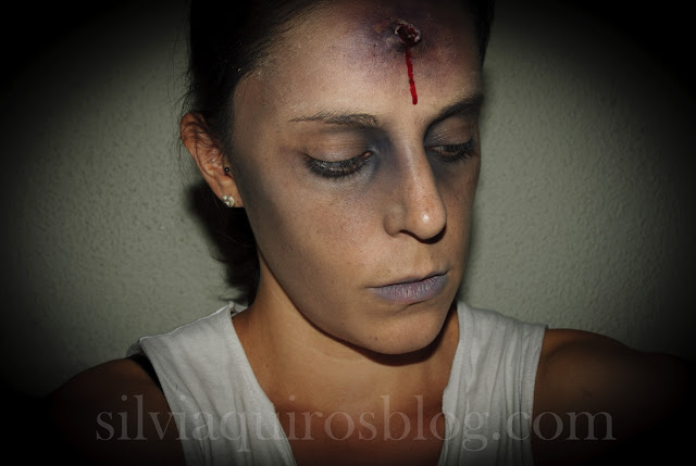 Maquillaje Halloween 7: Disparo en la frente, Halloween Make-up 7: Shot on the forehead, efectos especiales, special effects, Silvia Quirós