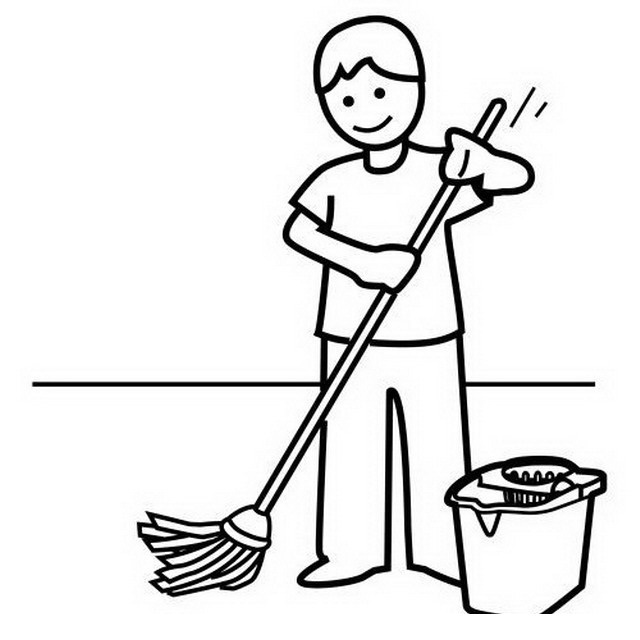 Child mopping to color COLOR AREA