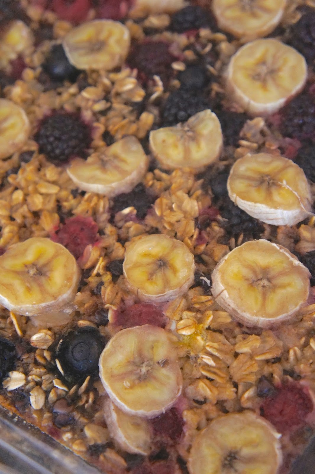 Savory Sweet and Satisfying Berry Banana Oatmeal Bake