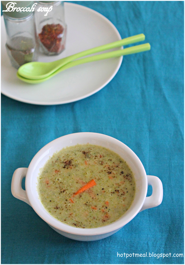 Hot pot cooking Broccoli soup with coconut milk