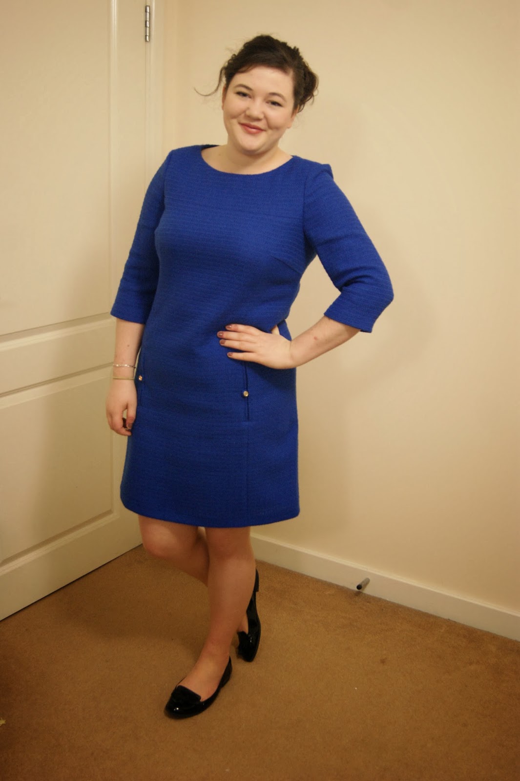 Cobalt Blue Tweed Dress Frills N Spills