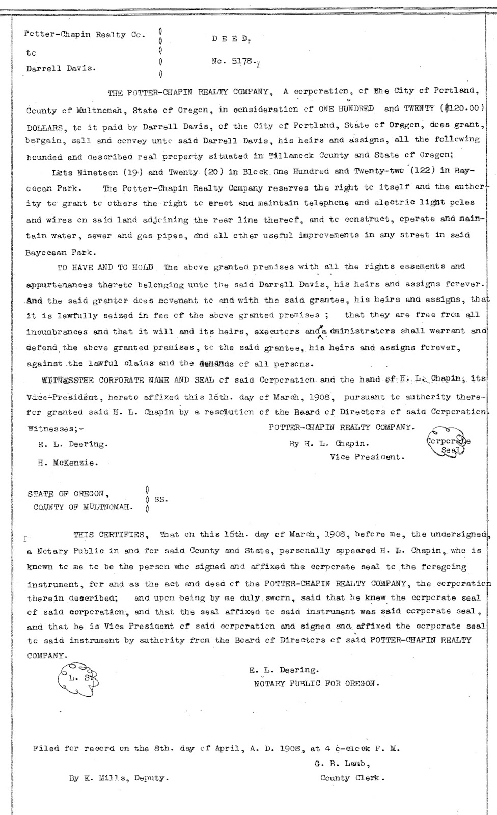 bayocean oregon bayocean parks first sale bargain and sale deed form oregon