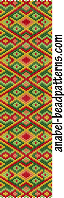 Схема браслета "Осенний орнамент" - мозаичное плетение / free peyote pattern - peyote bracelet