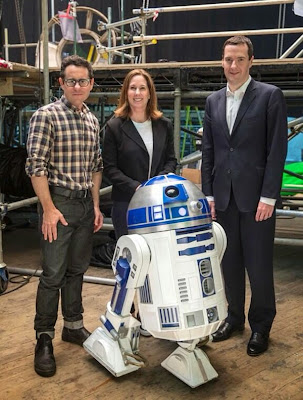 J.J. Abrams and R2-D2 on the set of Star Wars Episode 7