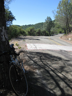 Bicycle downhill from the White Line Of Death on Mt. Umunhum Road, Sierra Azul Open Space Preserve, Los Gatos, California