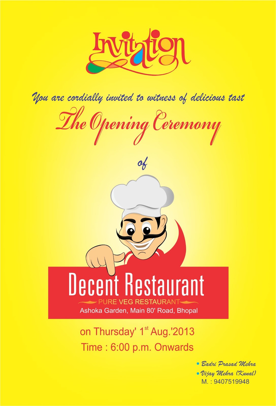 Restaurant Opening Invitation Card Design Restaurant Opening Invitation Card Design