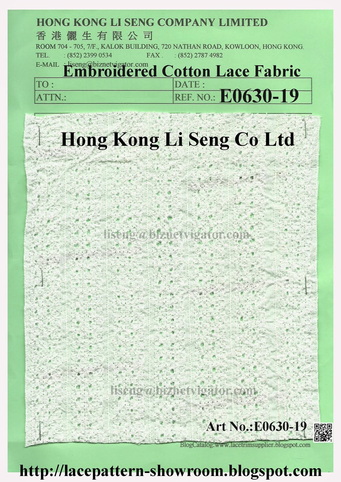Embroidered Cotton Lace Fabric Manufacturer - Hong Kong Li Seng Co Ltd