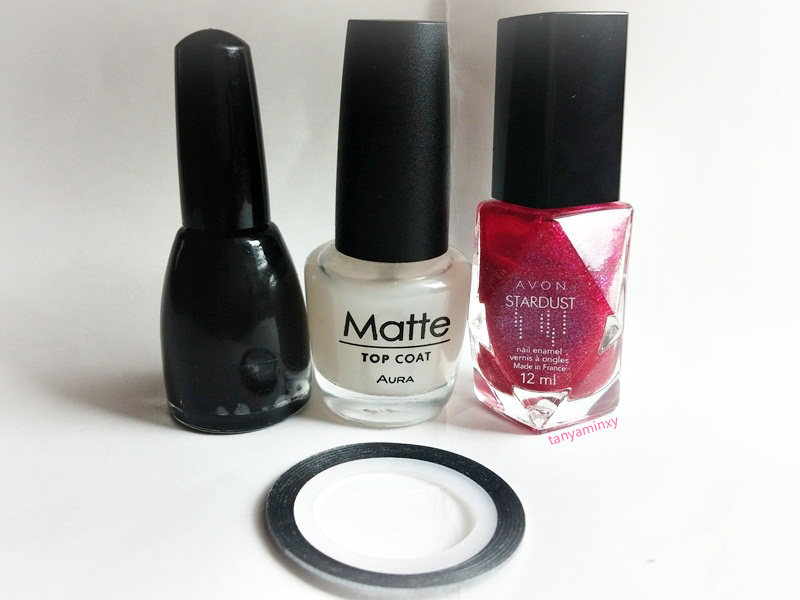 Matte and glitter nails nail art design notd manicure avon stardust radiant rose aura matte top coat