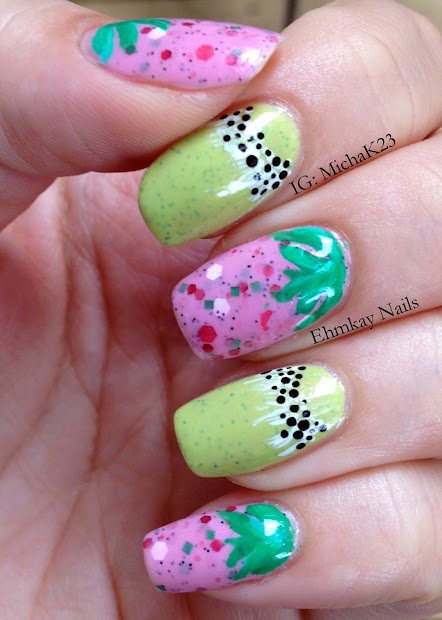 ehmkay nails strawberry kiwi nail