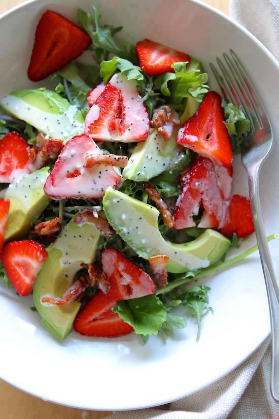 I Can't Pin It! Strawberry Avocado Kale Salad with Bacon Poppy seed
