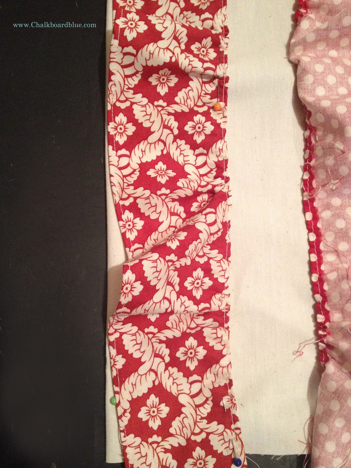 Chalkboard Blue Ruffled Pillow in an Envelope Casing