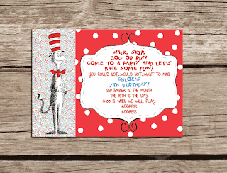 Cat in the Hat Printable Invitations