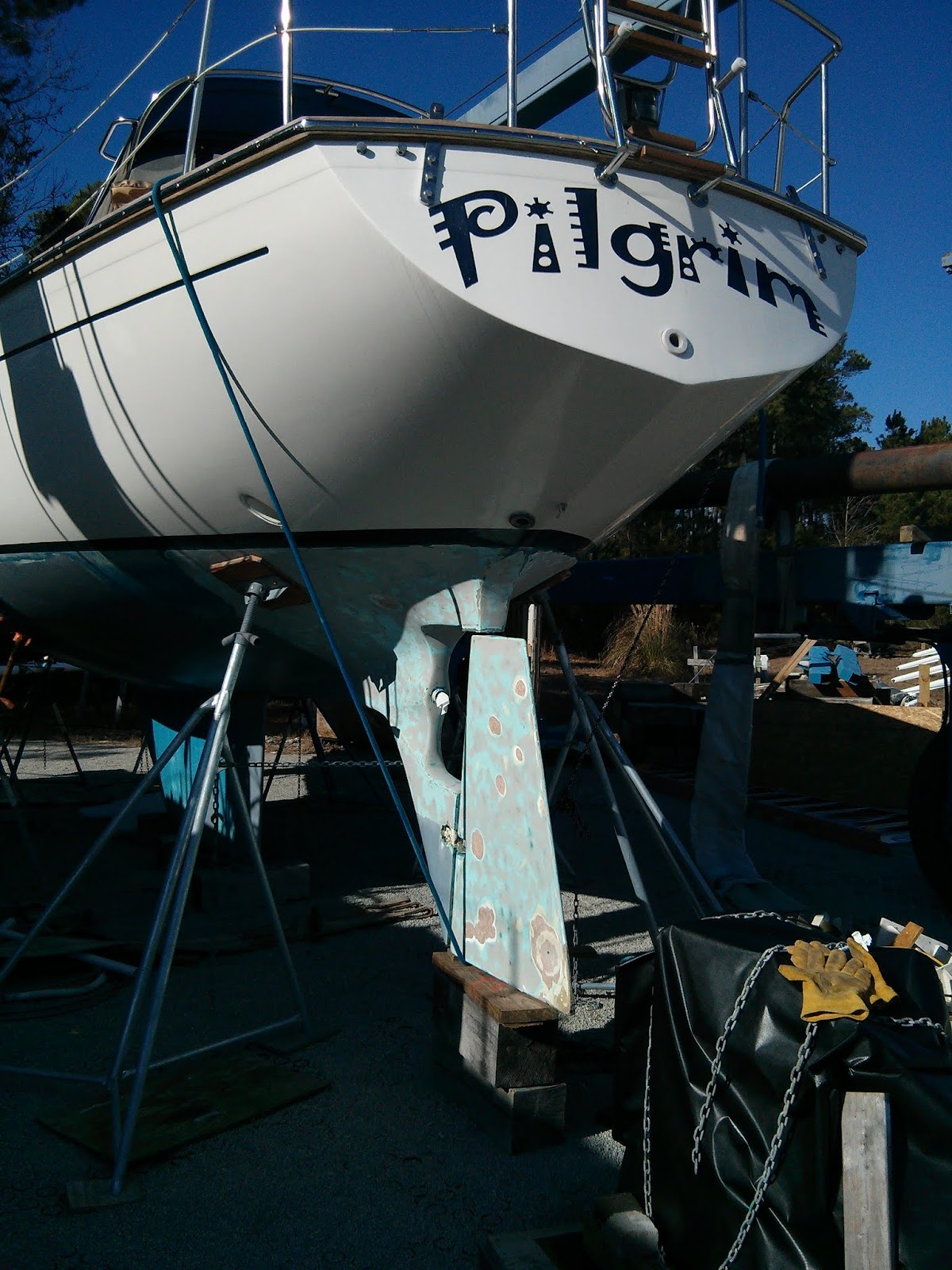 SV Pilgrim Rudder Removal