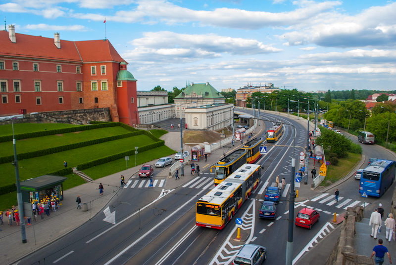 Streets of warsaw poland Panoramic view of the streets of warsaw poland
