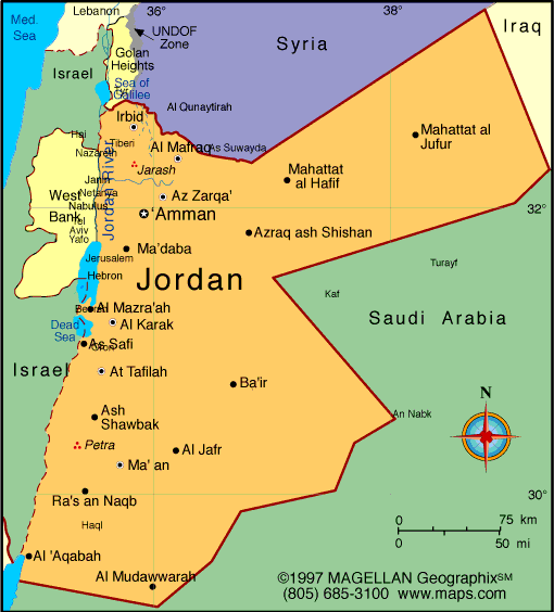 Jordan Map Political Regional Maps of Asia Regional Political City